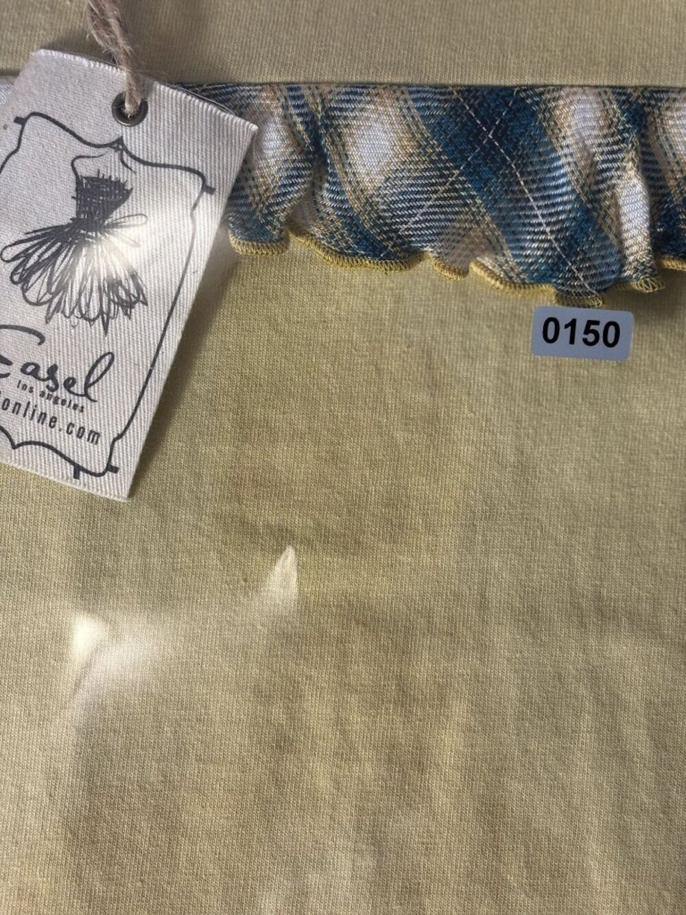Easel Butter Yellow Short Sleeve Tunic Top With Plaid Ruffle Details Size S - Picture 8 of 9